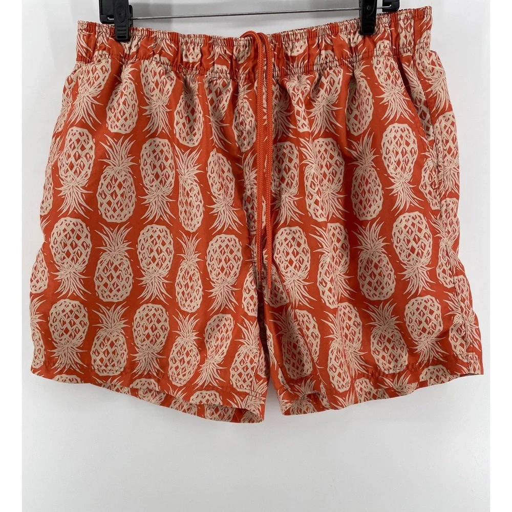 Ocean Pacific Swim Trunks Mens Large Orange Pineapple Print Board Shorts